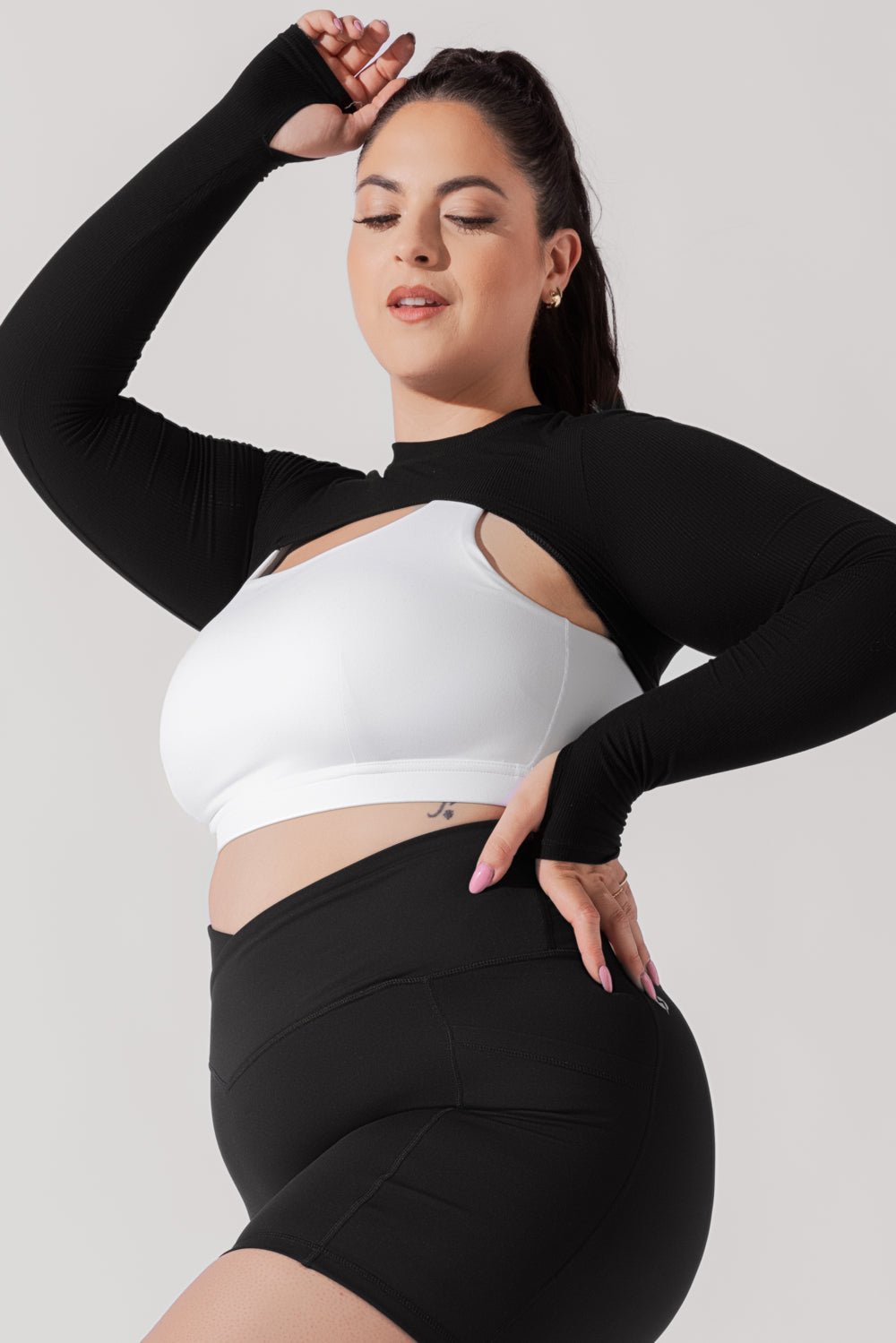 POPFLEX® Relevé Ribbed Shrug - Black
