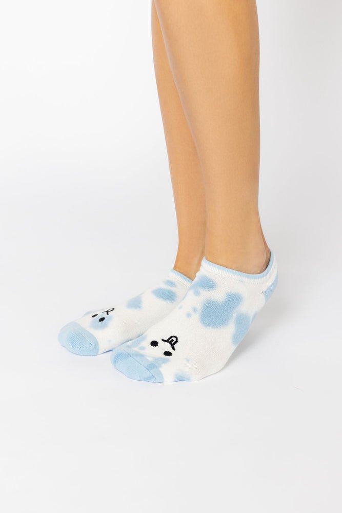 POPFLEX® Silly Face Low Rise Socks - Blue Tie Dye