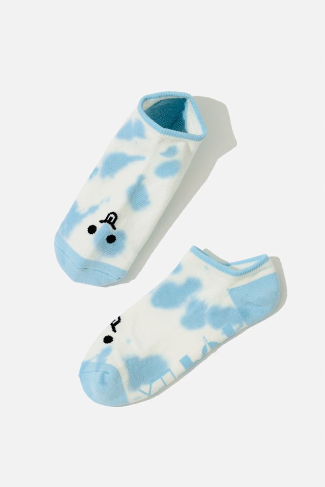 POPFLEX® Silly Face Low Rise Socks - Blue Tie Dye
