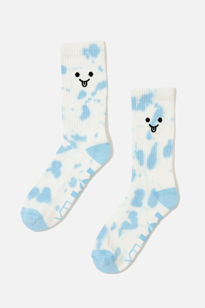 POPFLEX® Silly Face Mid - Calf Gym Socks - Blue Tie Dye