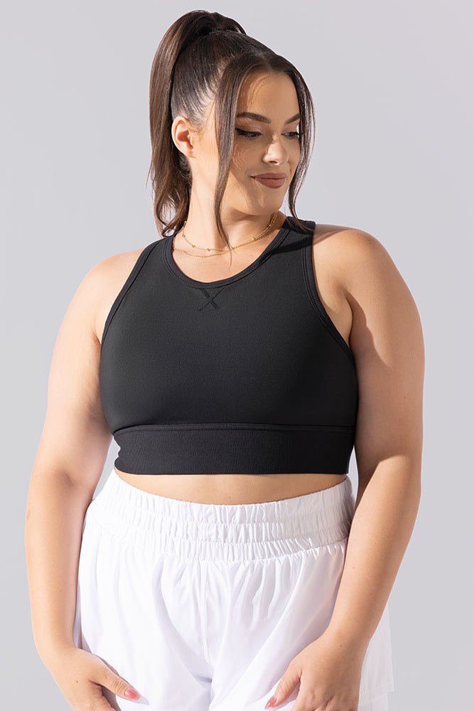POPFLEX® Sweat Sesh Crop Top - Black