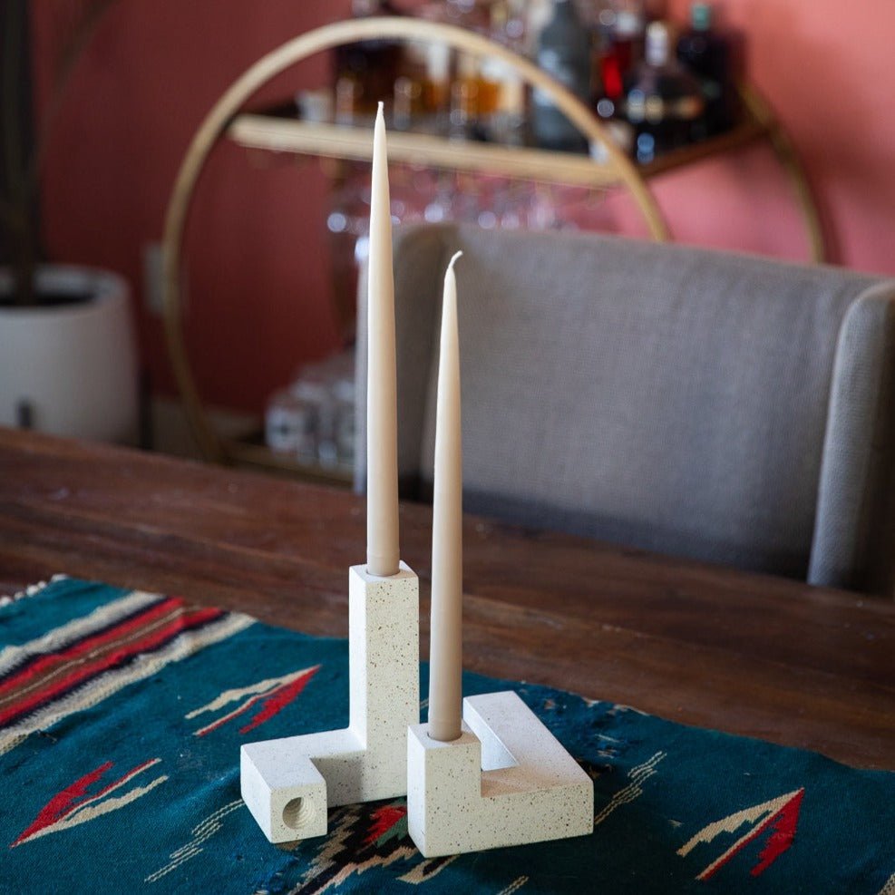 Pretti.Cool Candlestick Holder Set | White Terrazzo