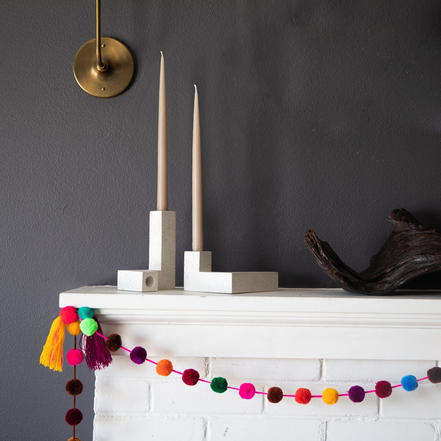 Pretti.Cool Candlestick Holder Set | White Terrazzo