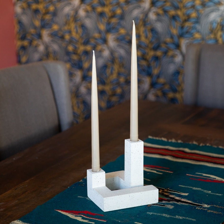 Pretti.Cool Candlestick Holder Set | White Terrazzo