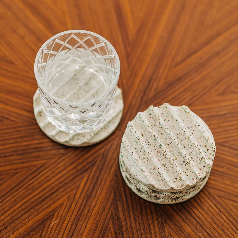 Pretti.Cool Coaster Set | White Terrazzo