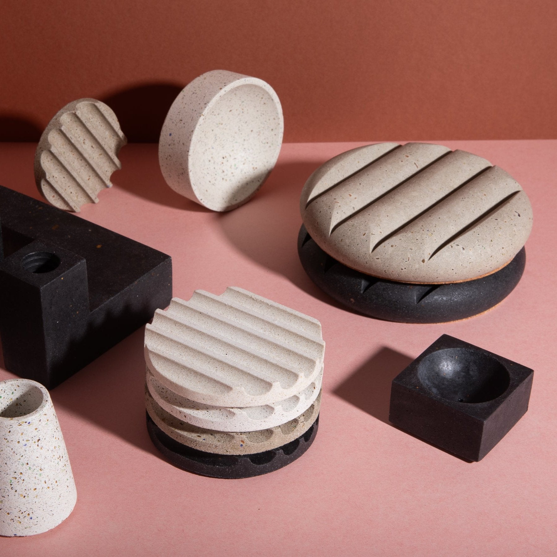 Pretti.Cool Square Incense Holder | Black Terrazzo