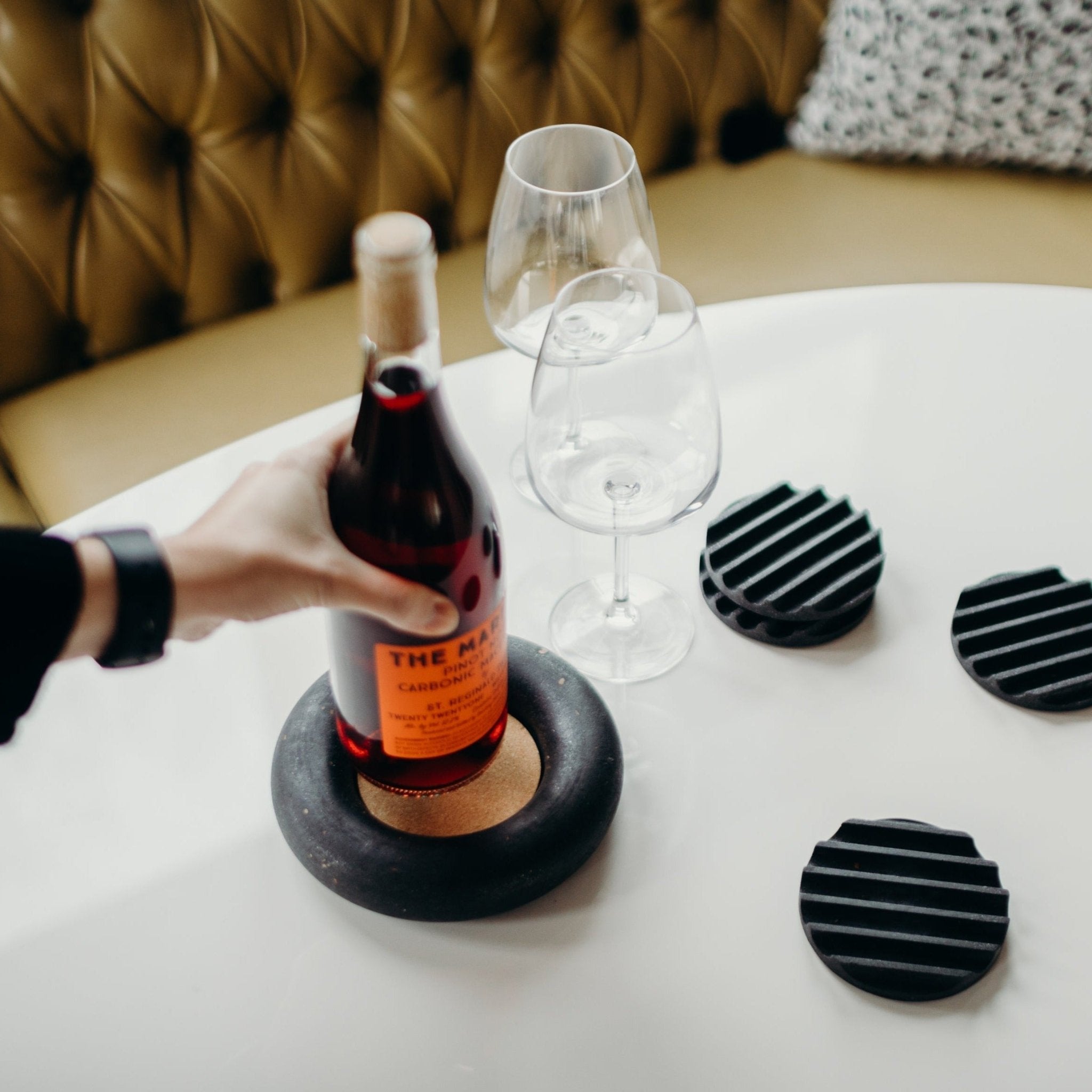 Pretti.Cool Wine Bottle Coaster | Black Terrazzo