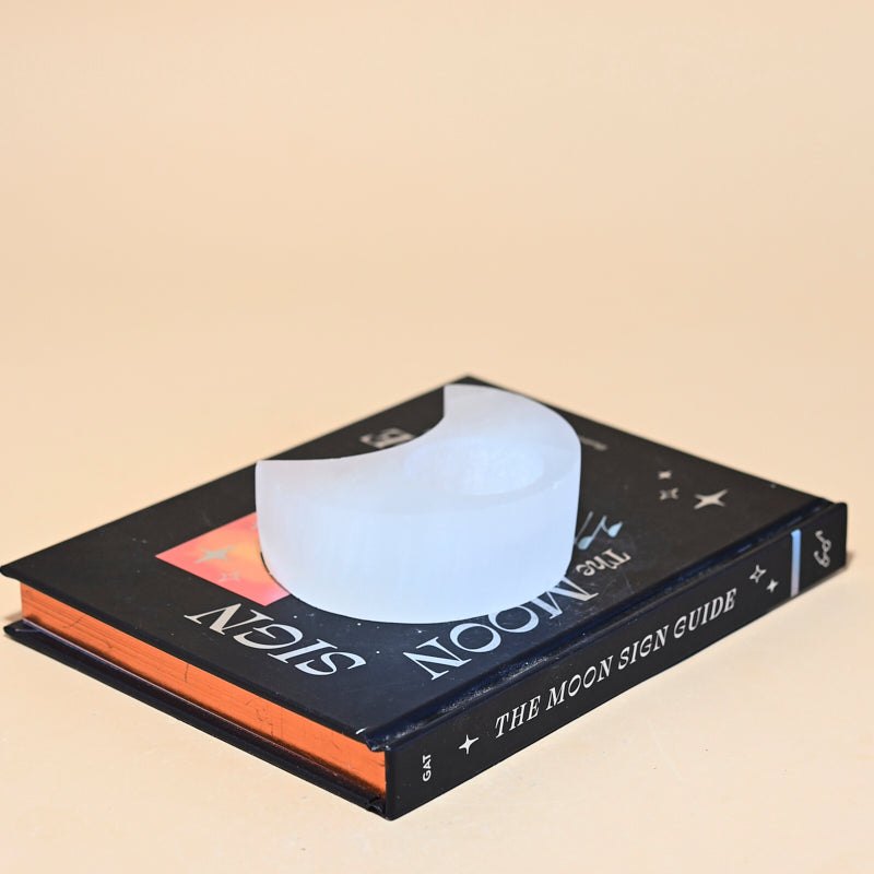 Selenite Moon Candle Holder