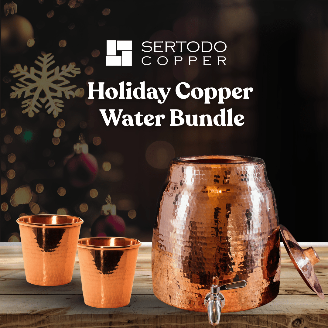 Sertodo Holiday Copper Water Bundle - Copper Niagara Water Dispenser + 2 Apa cups