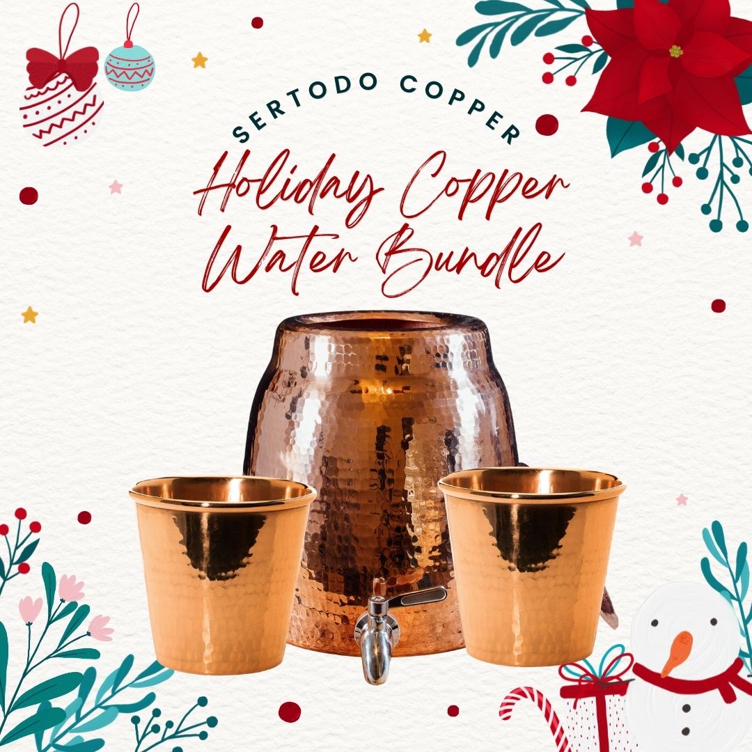 Sertodo Holiday Copper Water Bundle - Copper Niagara Water Dispenser + 2 Apa cups