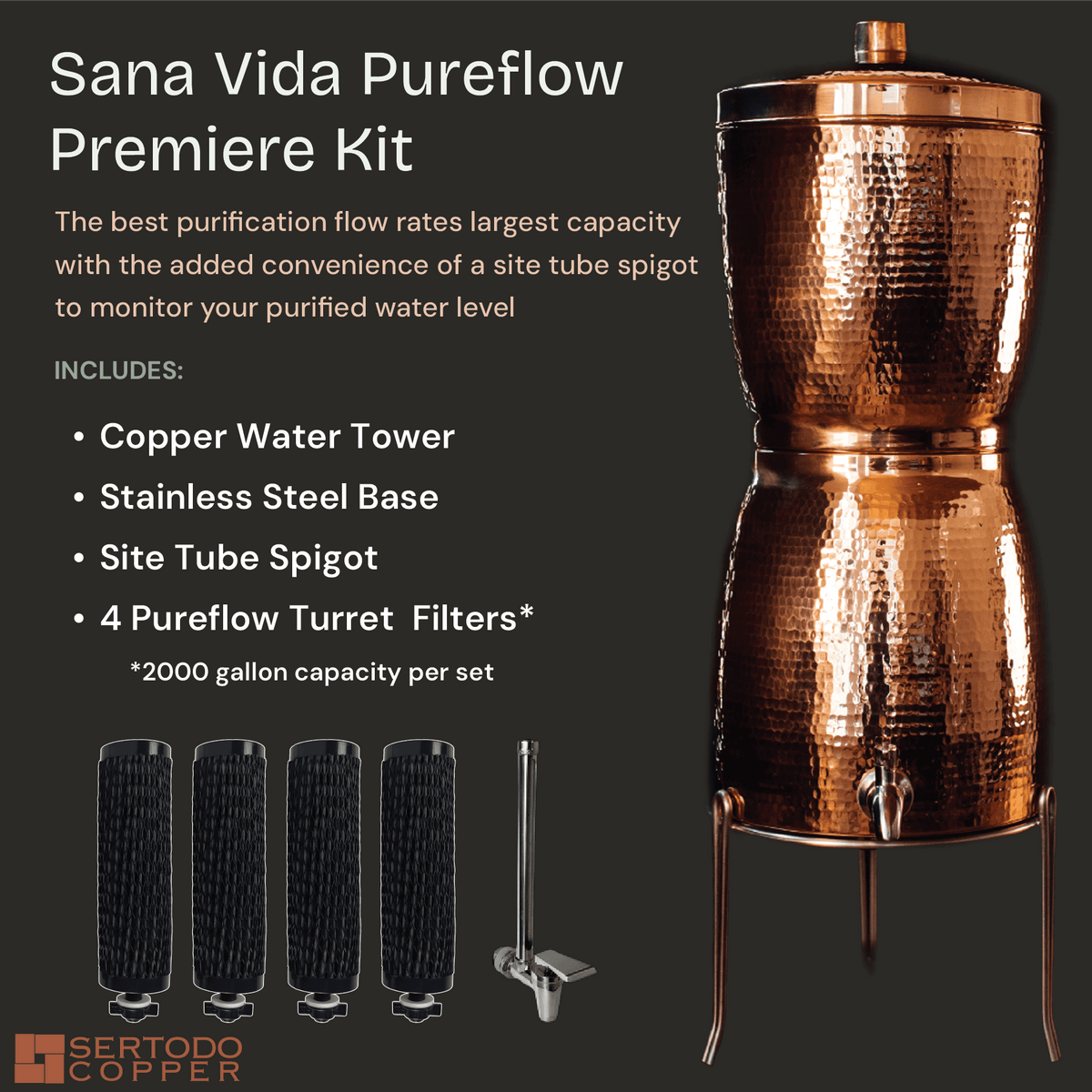 Sertodo Sana Vida PureFlow Copper Water Filtration System