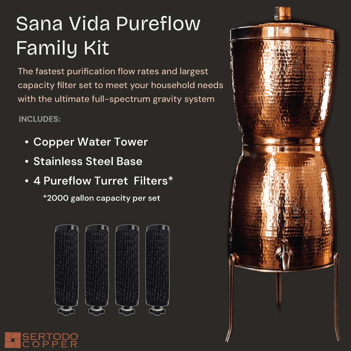 Sertodo Sana Vida PureFlow Copper Water Filtration System
