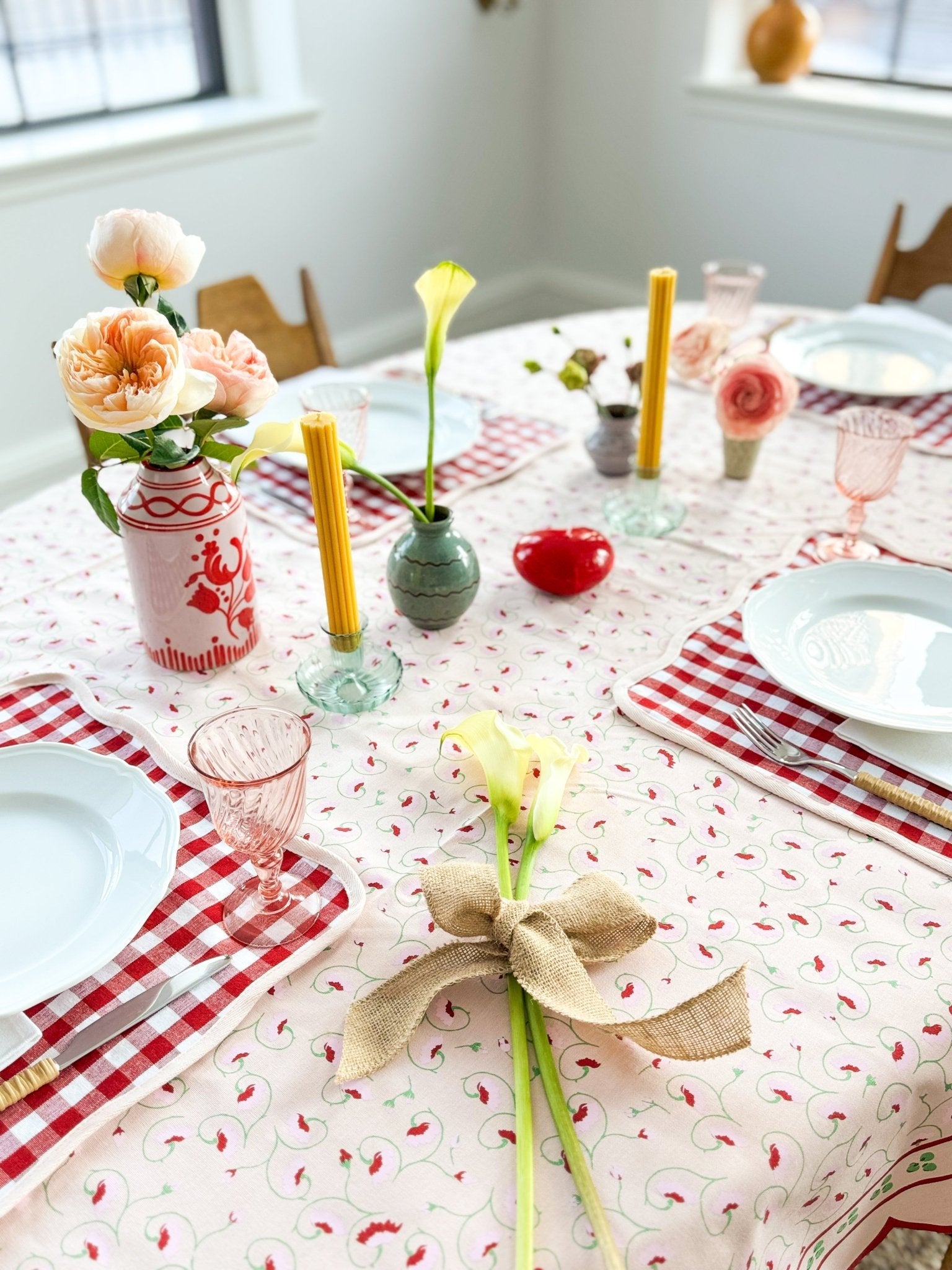 Set of 4 Giardino Reversible Placemats (Rosso/Rosa)