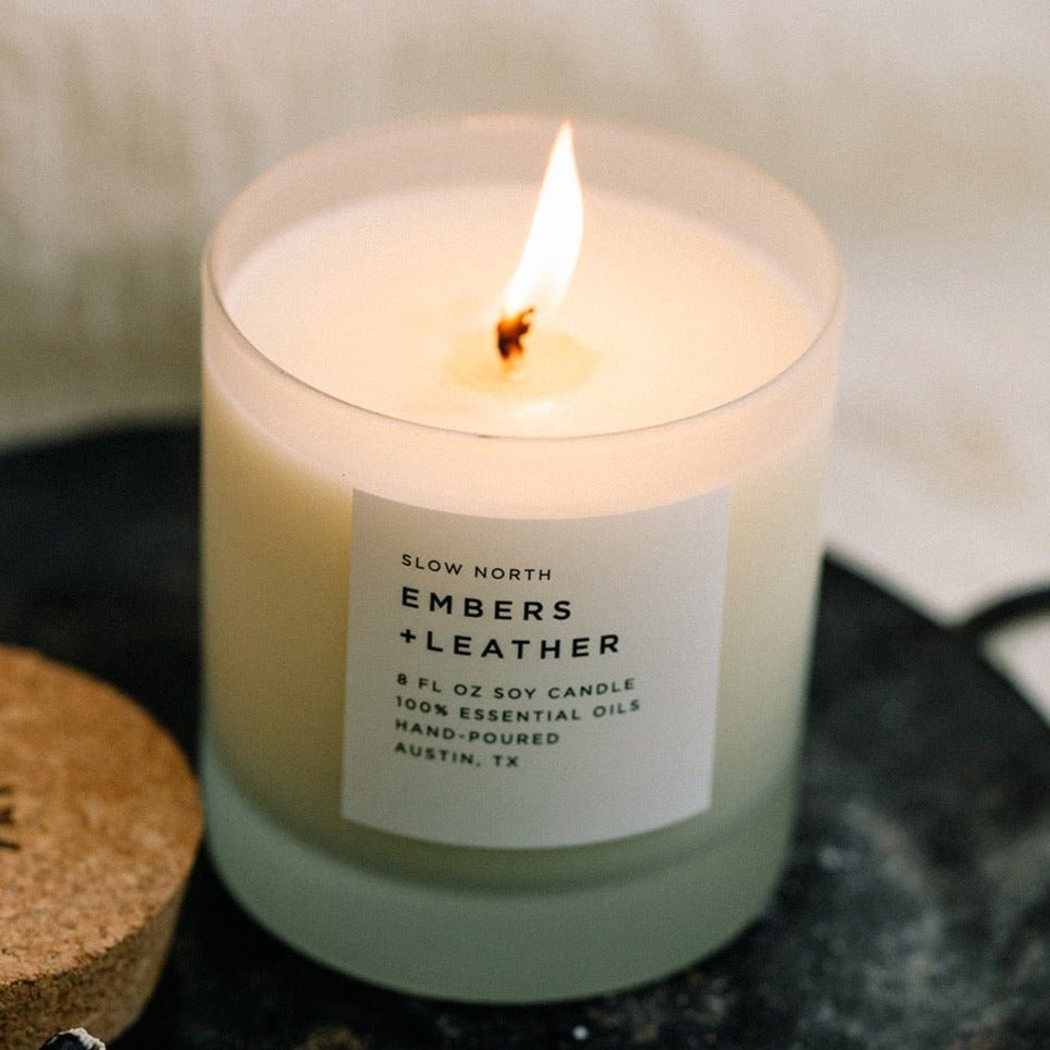 Slow North Embers + Leather - Signature Candle (Vetiver + Cedar + Patchouli)
