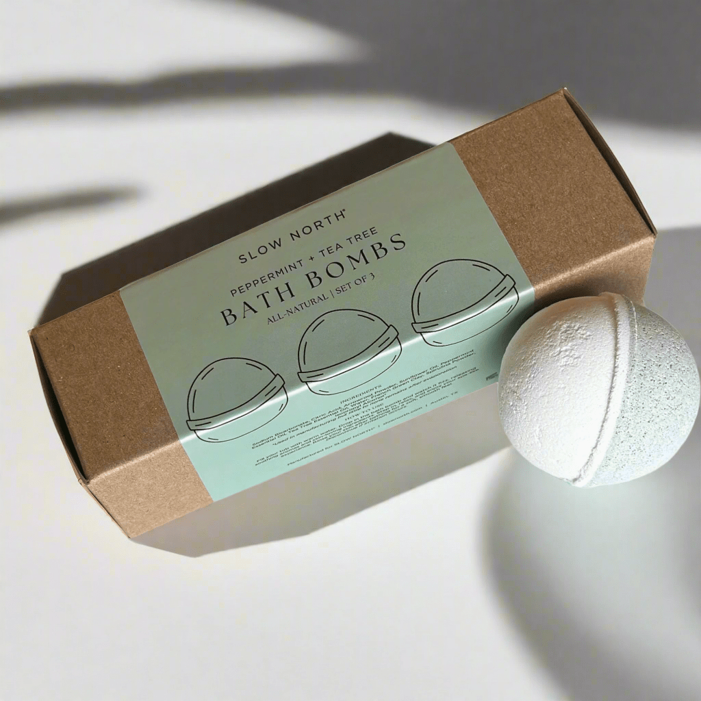 Slow North Natural Bath Bomb Set - Peppermint + Tea Tree (Set of 3)