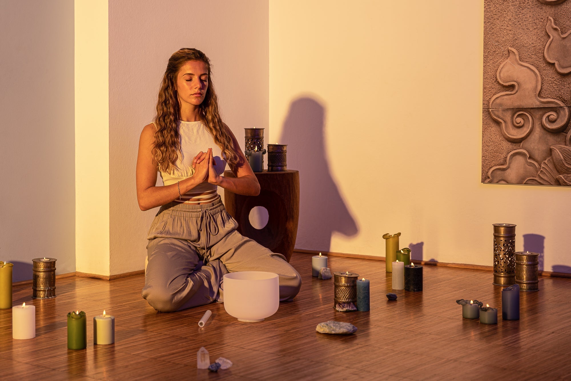 Sound Healing LAB 432 Hz Crystal Singing Bowl Chakra Set - 7 Pure White Quartz Bowls (8"–14")