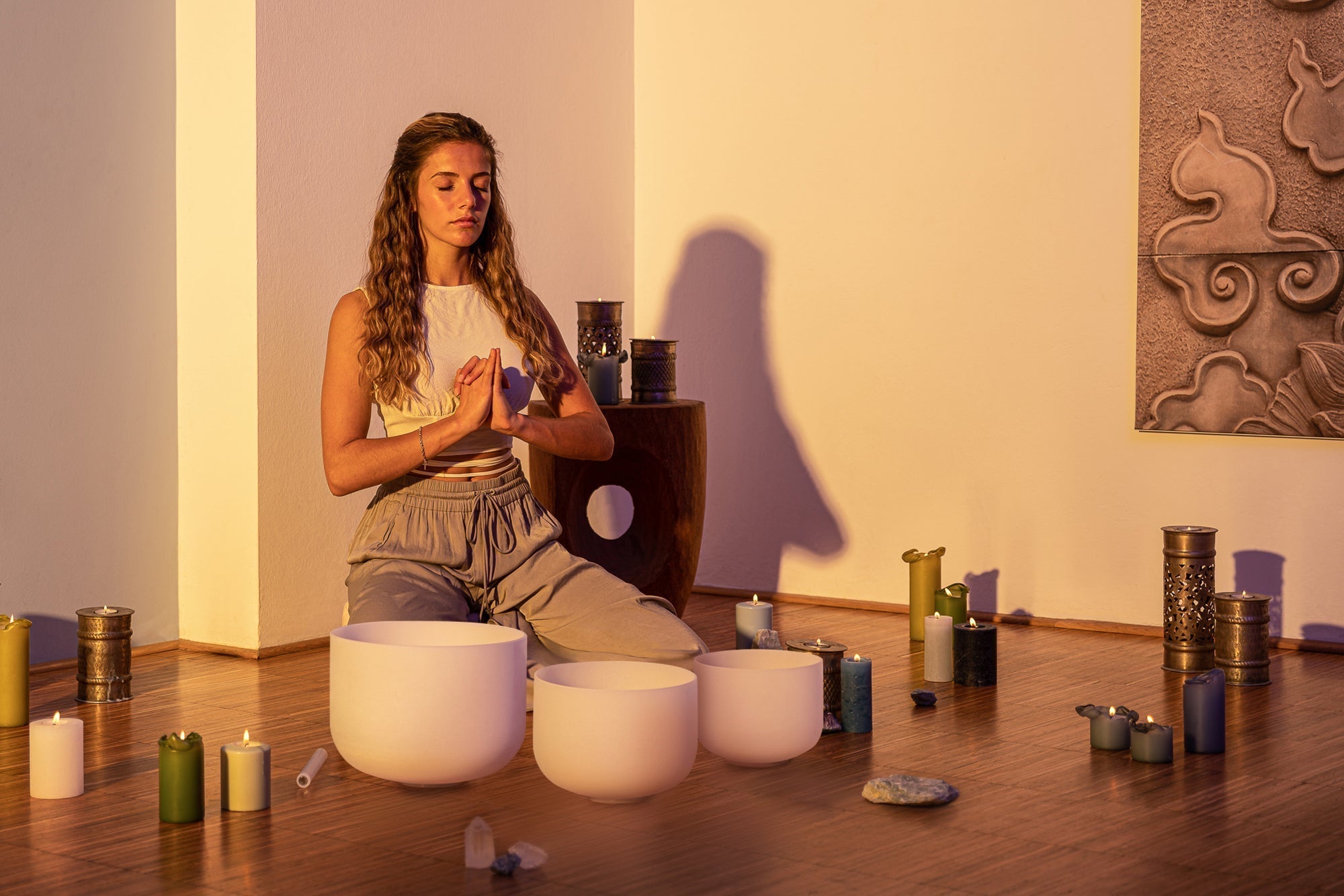 Sound Healing LAB 432 Hz Crystal Singing Bowls 8” F4, 10” D4, 12” C4 - Pure Harmony Set