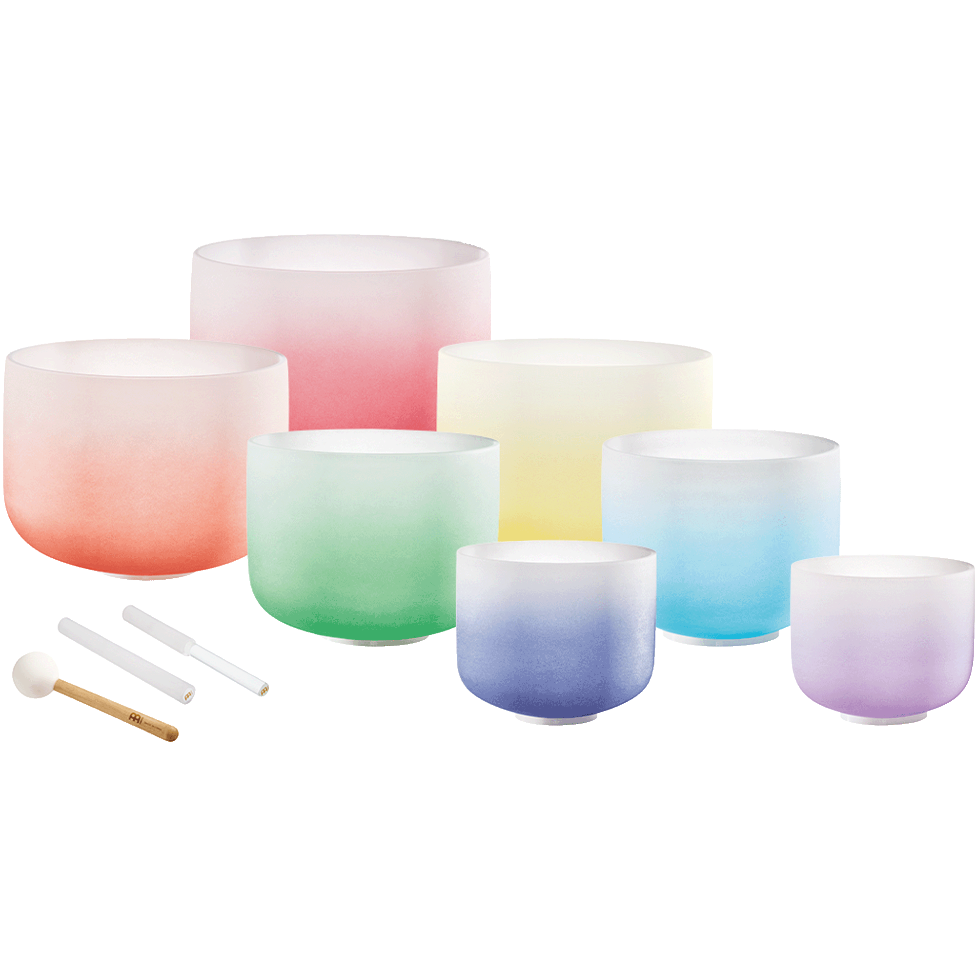 Sound Healing LAB 7 Chakra Color Quartz Crystal Singing Bowls Set (8" - 14")