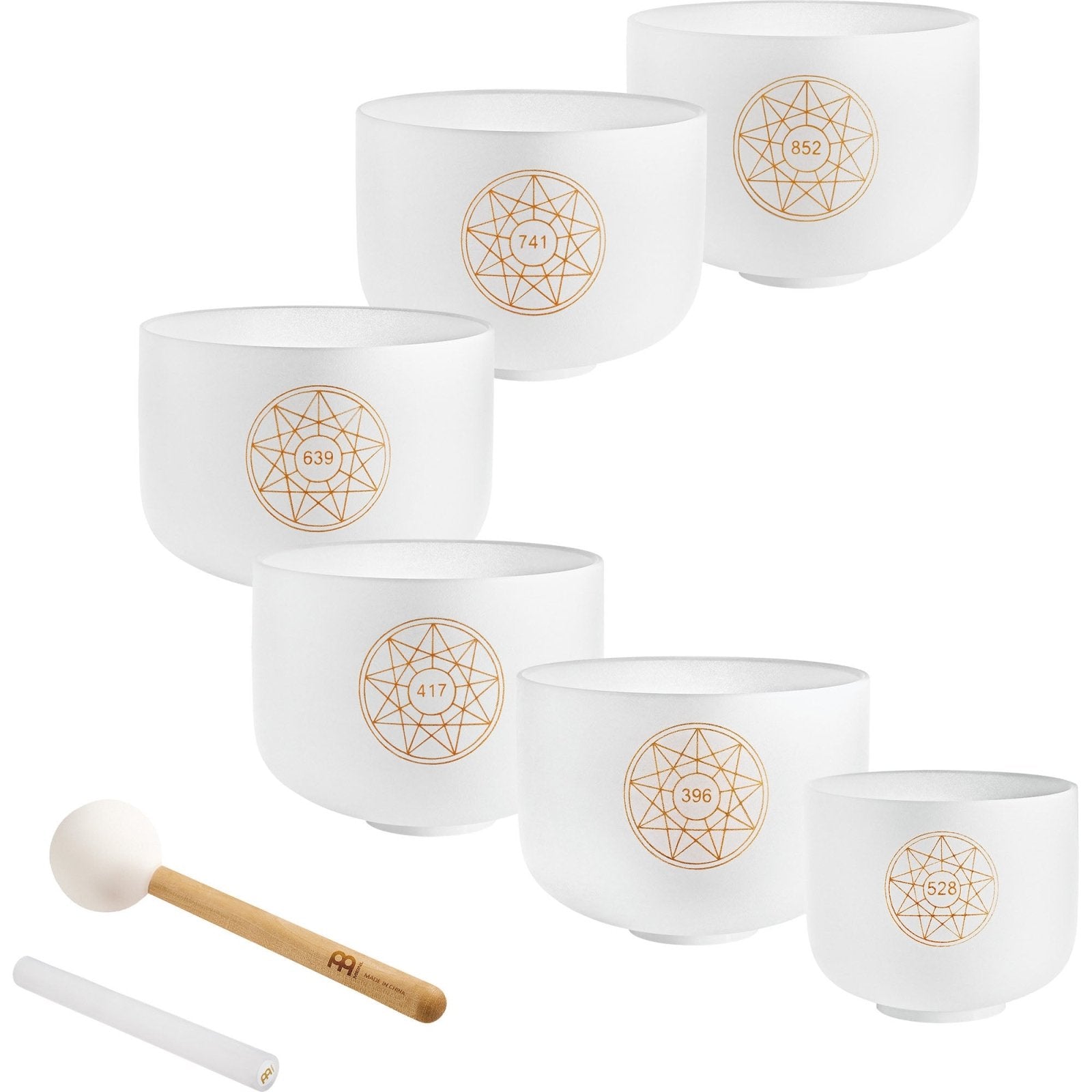Sound Healing LAB Solfeggio Crystal Singing Bowl Set (396, 417, 528, 639, 741, 852 Hz)