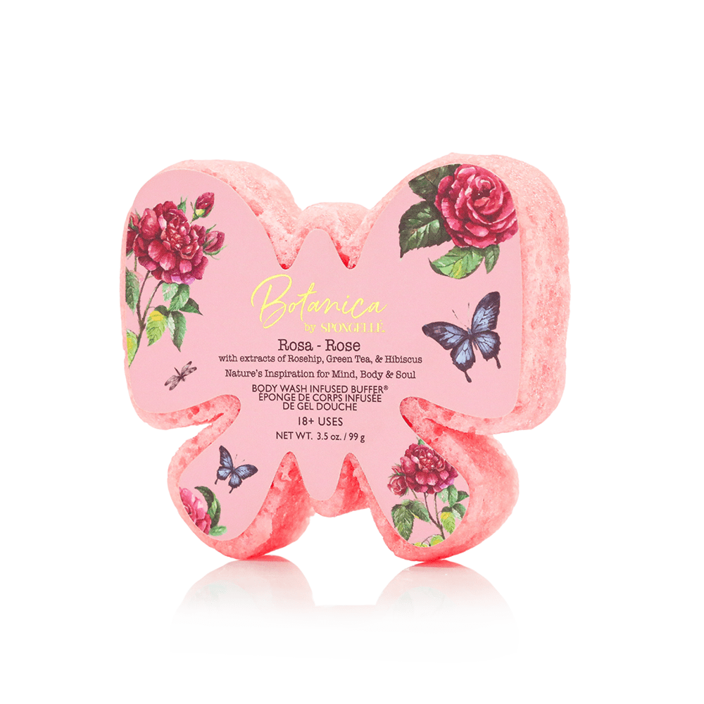 Spongellé Rose Body Buffer & Candle Set