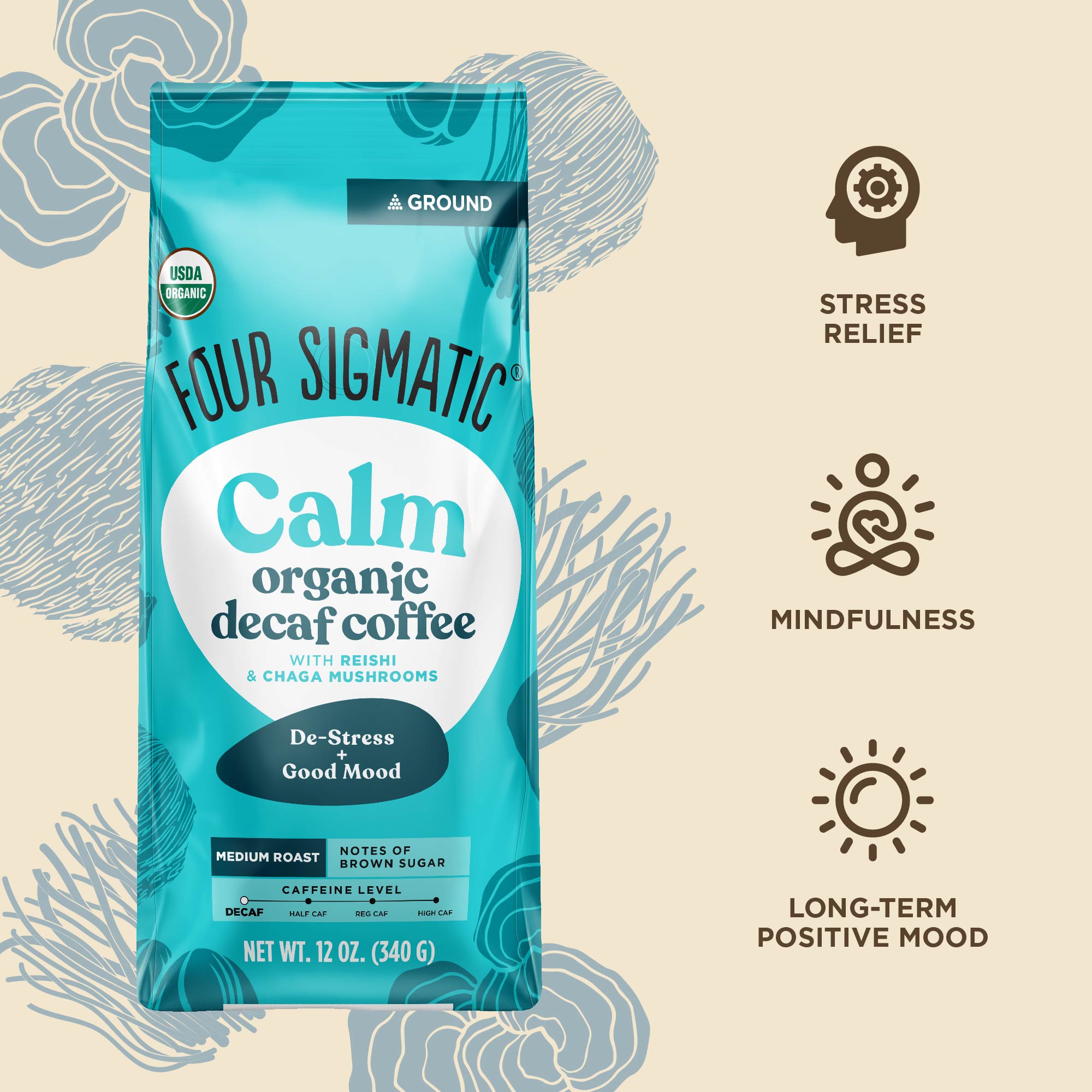 US Four Sigmatic Calm Decaf Ground Coffee - Medium