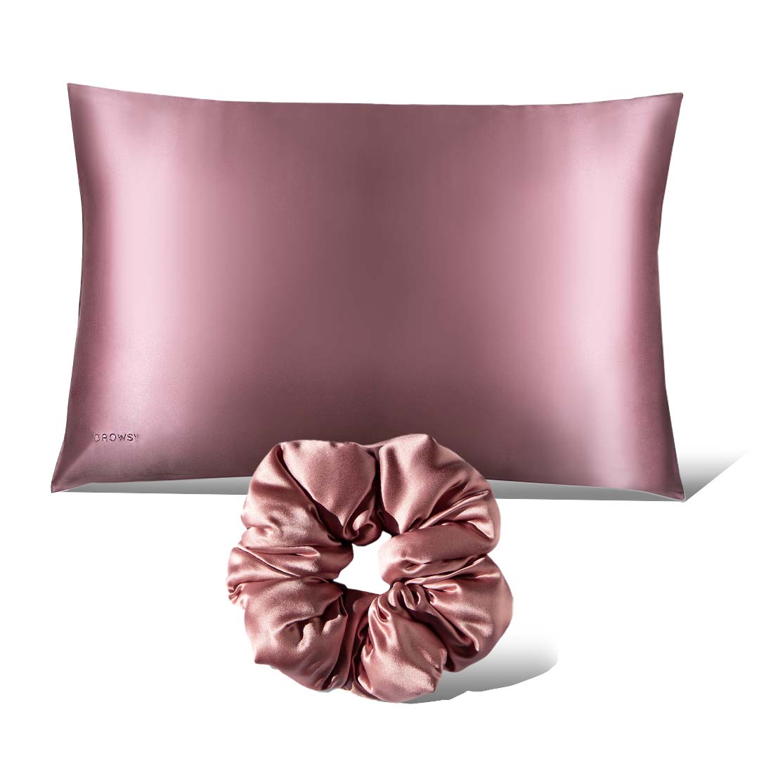 USA - DrowsyB2B Pillowcase + Scrunchie - Damask Rose