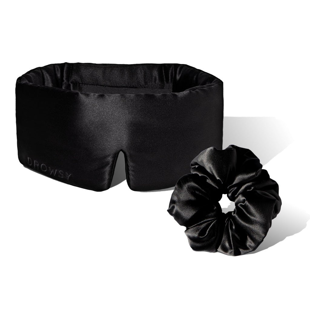 USA - DrowsyB2B Sleep Mask + Scrunchie - Black Jade