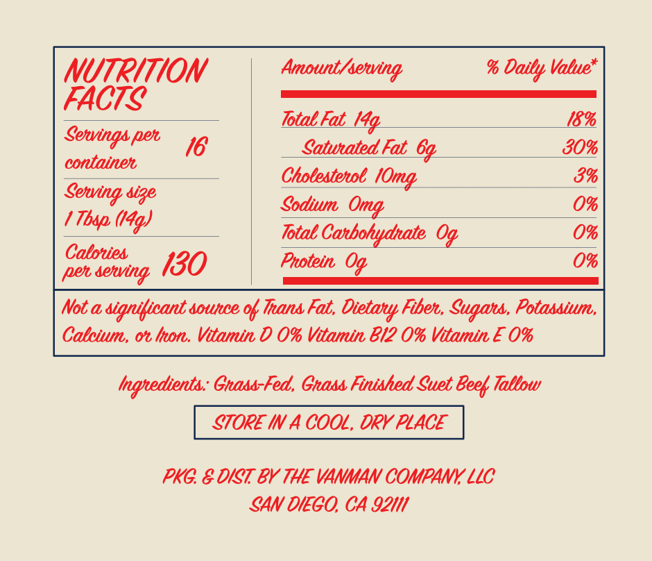 VanMan VanMan's Cooking Tallow - 9 oz