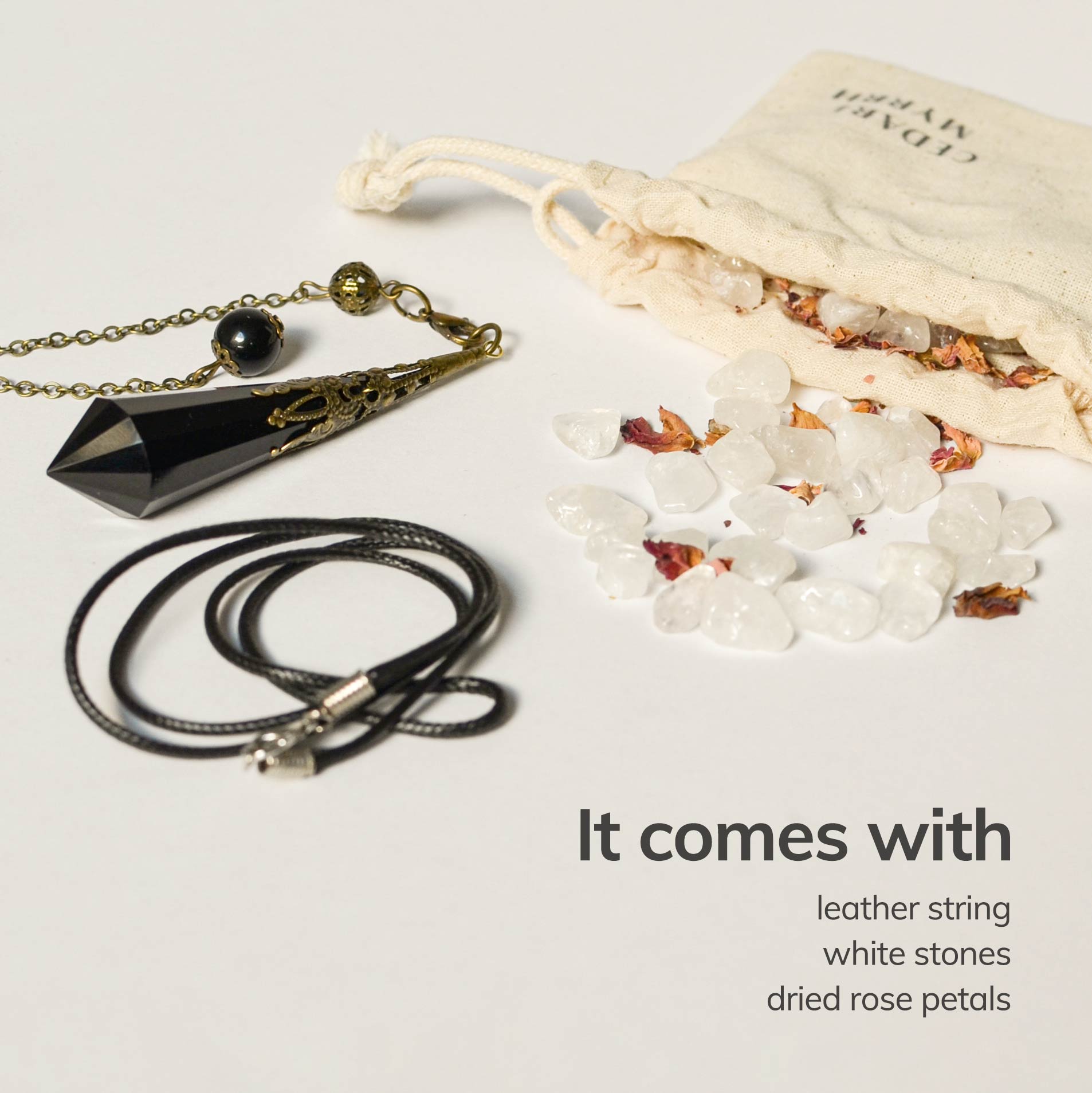 CEDAR AND MYRRH Natural Obsidian Crystal Divination Pendulum