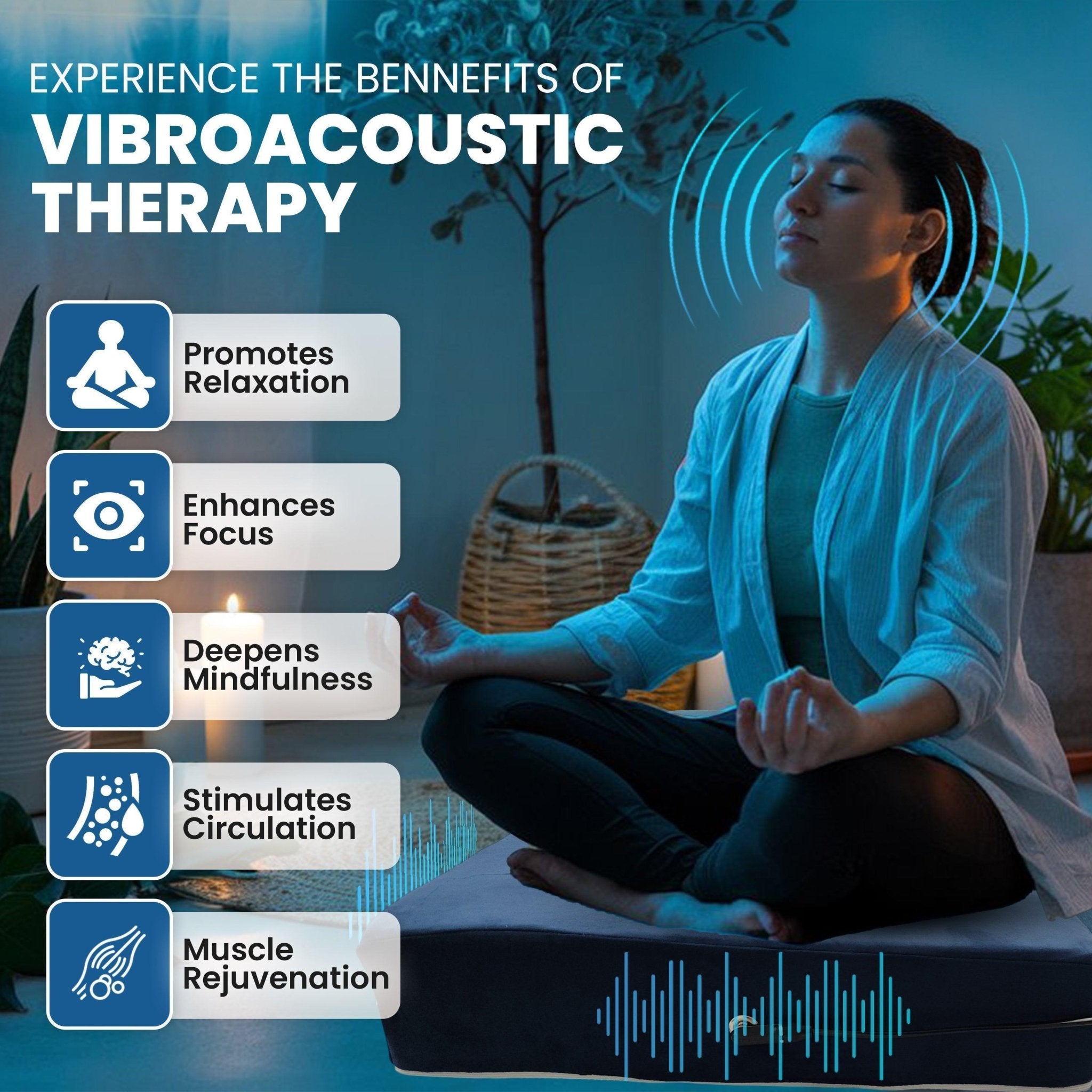 Vibroacoustic Solutions Vibroacoustic Therapy Zafu Meditation Cushion with custom amplifier