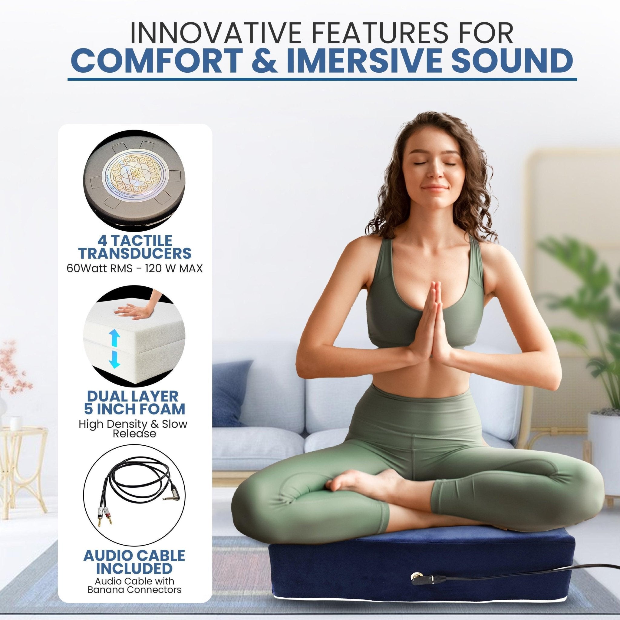 Vibroacoustic Solutions Vibroacoustic Therapy Zafu Meditation Cushion with custom amplifier