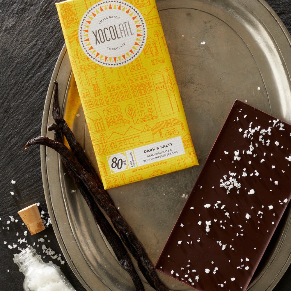 Xocolatl Small Batch Chocolate Dark & Salty Dark Chocolate Sea Salt Bar
