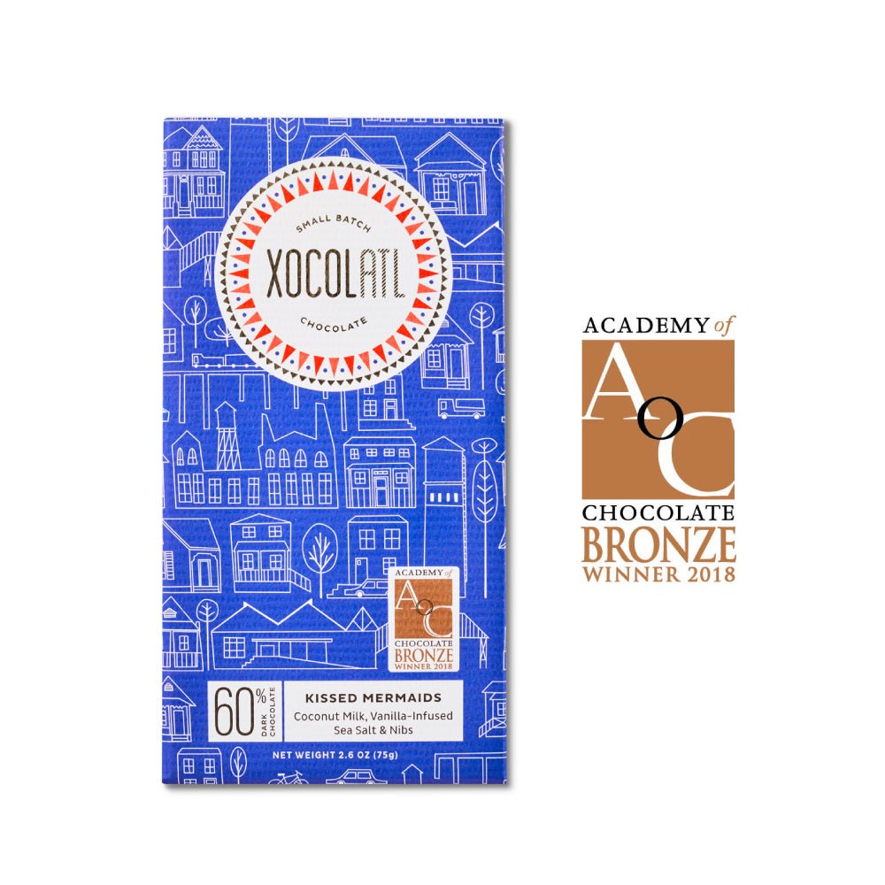Xocolatl Small Batch Chocolate Kissed Mermaids Dark Chocolate Coconut Bar