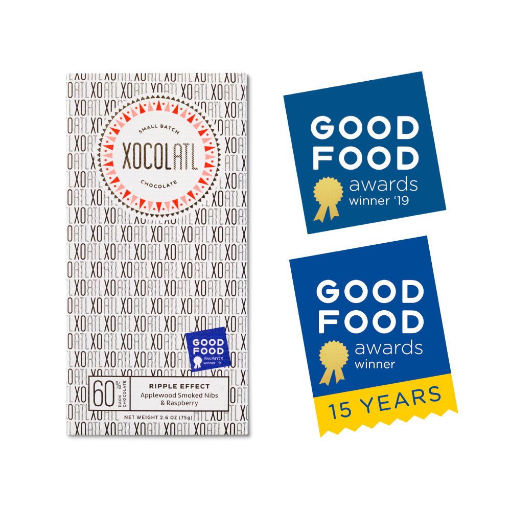 Xocolatl Small Batch Chocolate Ripple Effect Sweet & Smoky Dark Chocolate Bar