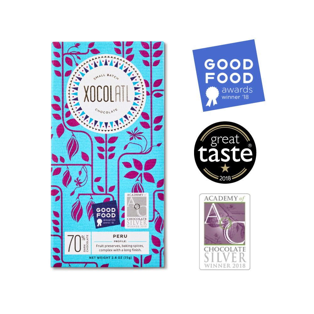 Xocolatl Small Batch Chocolate San Martin De Pangoa, Peru 70% Dark Chocolate Bar