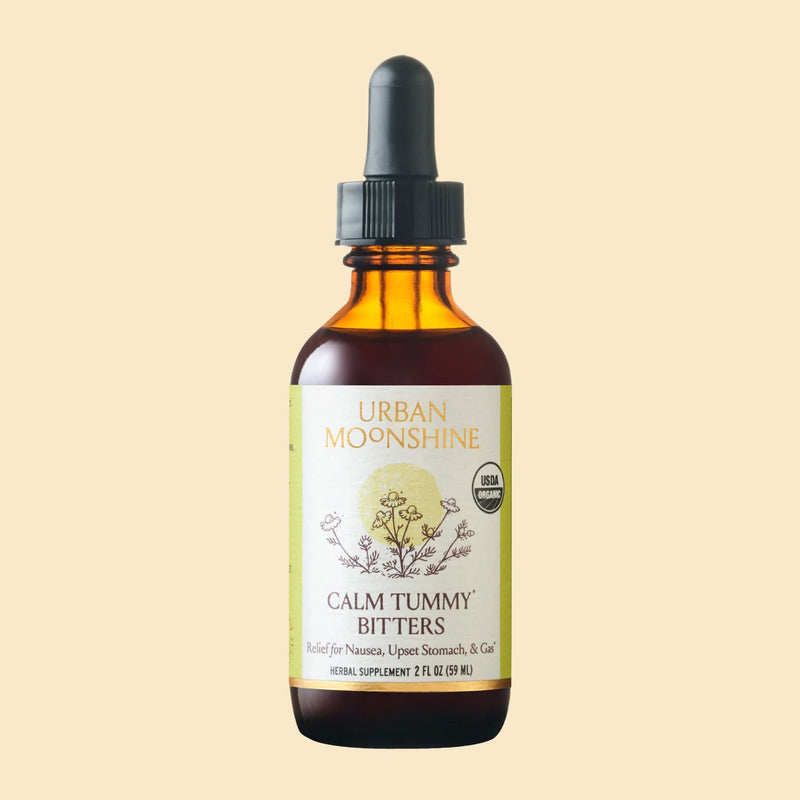 Urban Moonshine Calm Tummy Bitters, certified organic herbal digestive bitters for bloating and digestive sensitivity
