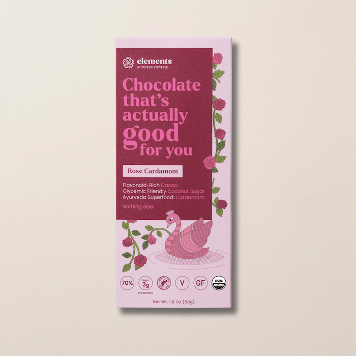 Elements Truffles Rose Cardamom, Ayurvedic functional chocolate with rose and cardamom