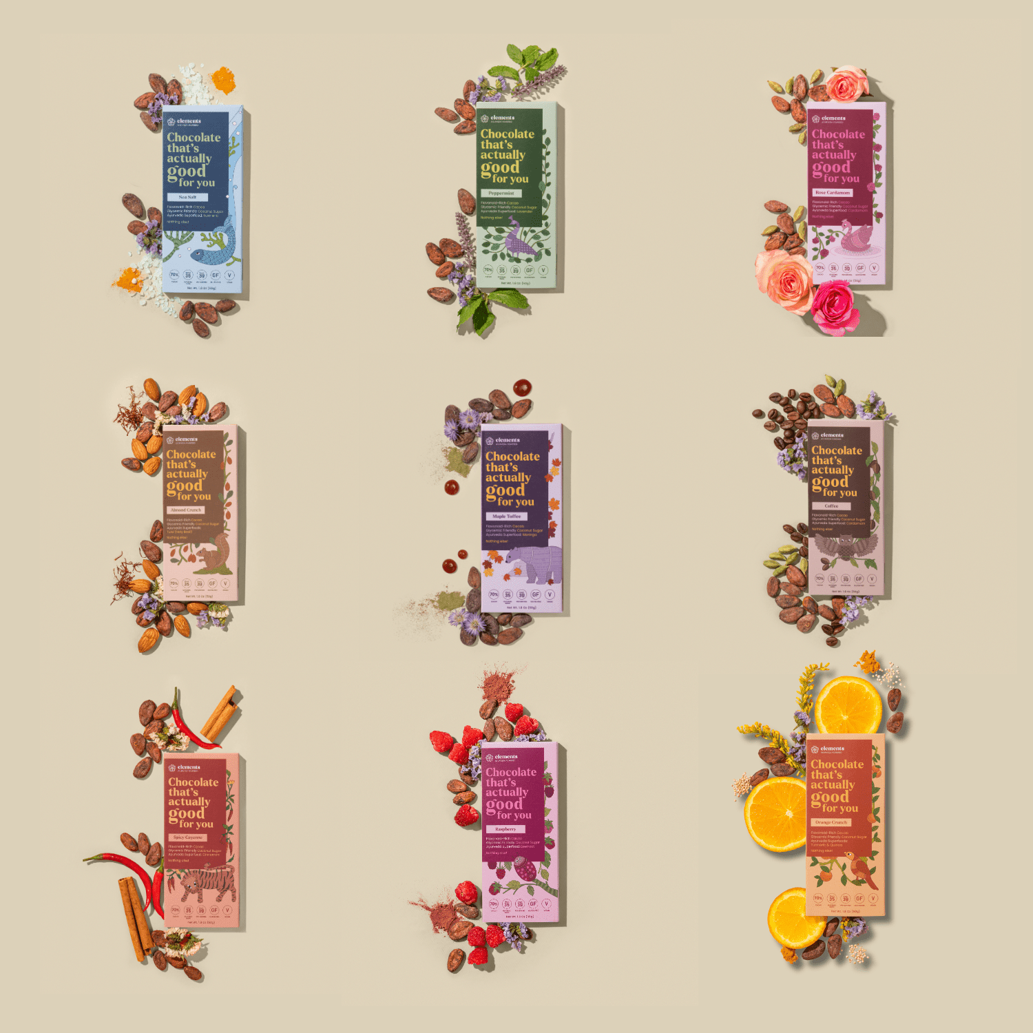 Elements Truffles The Soma Collection, Ayurvedic functional chocolate with adaptogens and superfoods