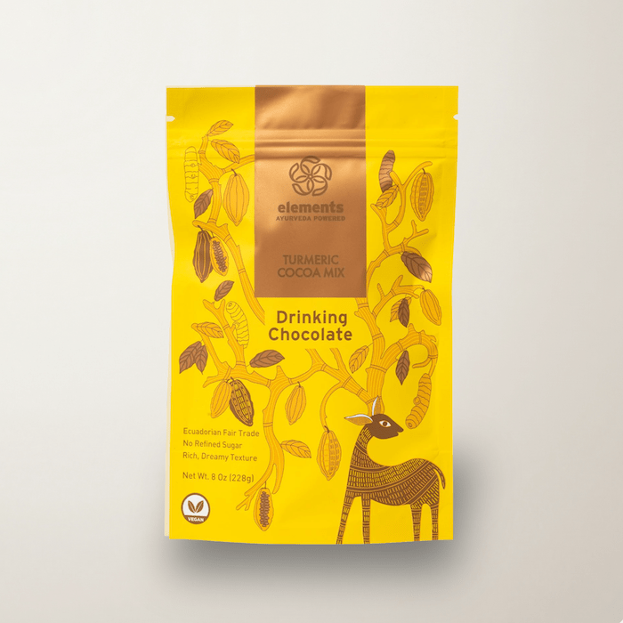 Elements Truffles Turmeric Hot Chocolate, Ayurvedic functional drinking chocolate with anti-inflammatory turmeric