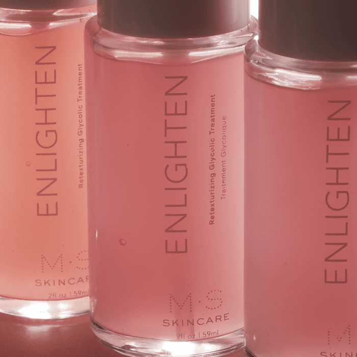 Bottles of Enlighten Glycolic gel on msksincare.co