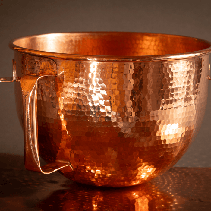 Hand-hammered Sertodo copper mixing bowl showing warm polished copper finish