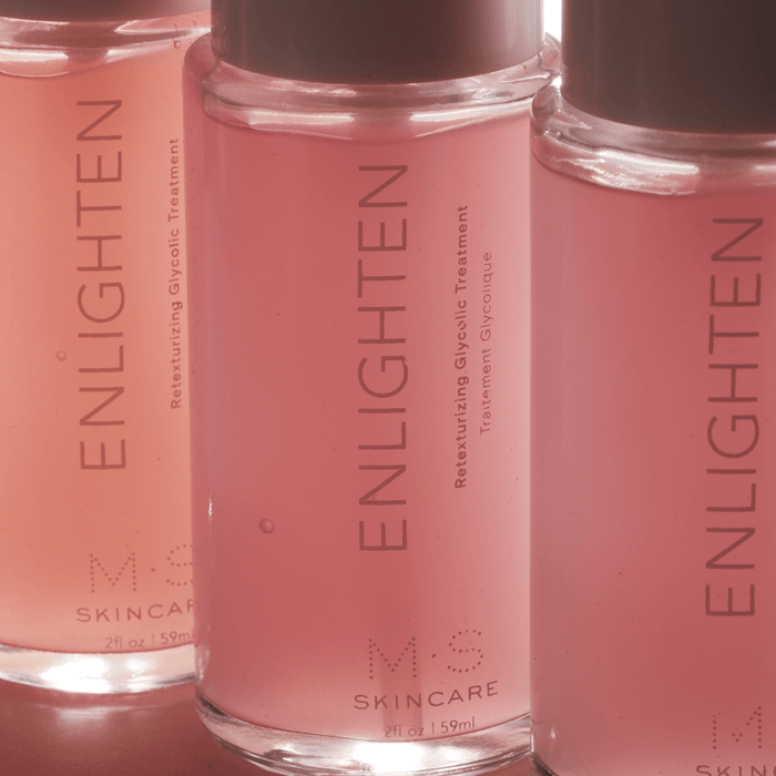 Bottles of Enlighten Glycolic gel on msksincare.co