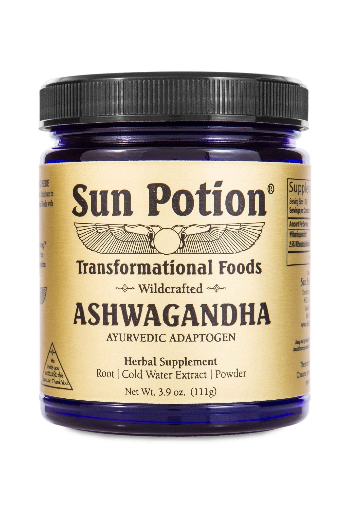 Sun Potion Ashwagandha Wildcrafted, Ayurvedic adaptogen for stress resilience and vitality