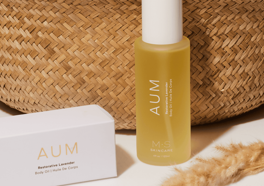 AUM Restorative Lavender Body Oil by M.S Skincare, formulated for Abhyanga self-massage