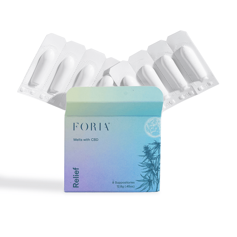 Foria Relief Melts with CBD, vaginal suppositories for pelvic floor tension and menstrual relief