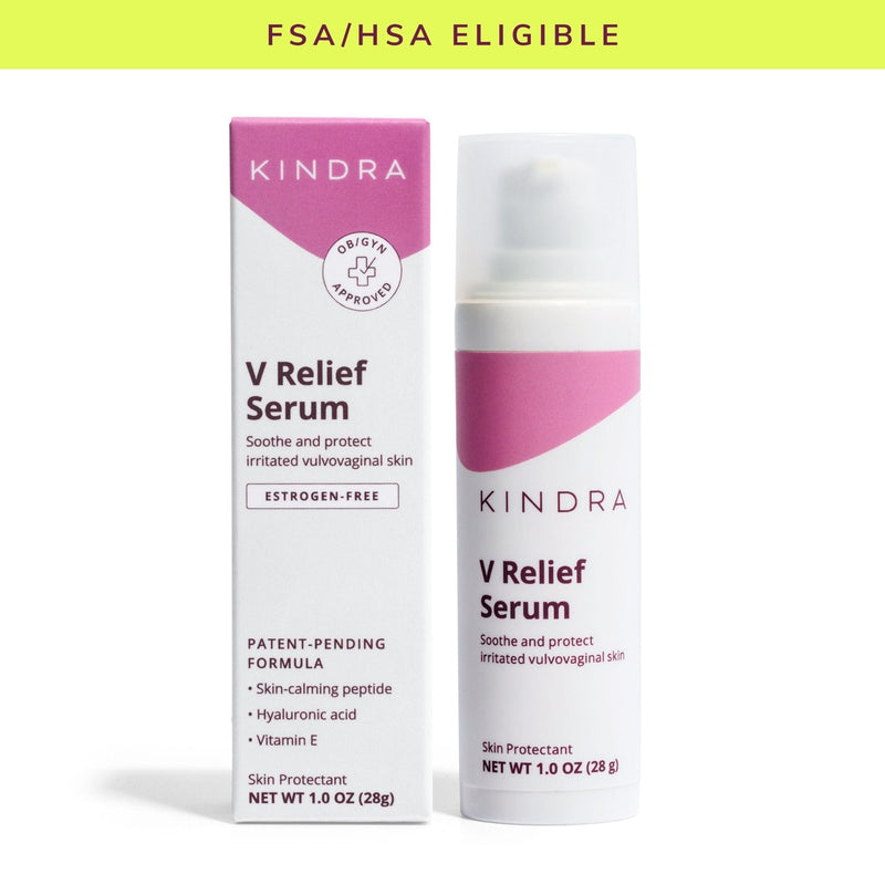 Kindra V Relief Serum, clinically formulated for vulvovaginal dryness and discomfort during menopause