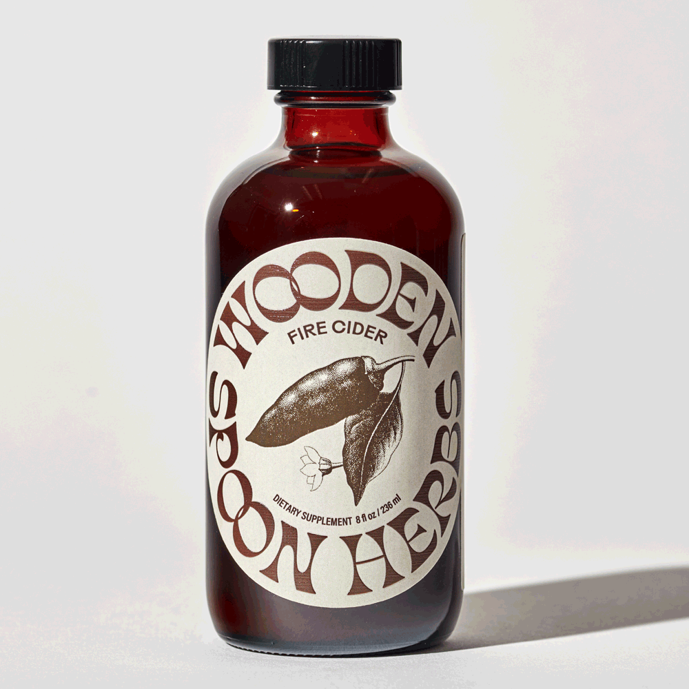Wooden Spoon Herbs Fire Cider, traditional herbal immune tonic with apple cider vinegar and warming spices