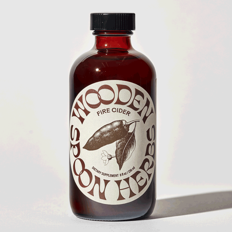Wooden Spoon Herbs Fire Cider, traditional herbal immune tonic with apple cider vinegar and warming spices