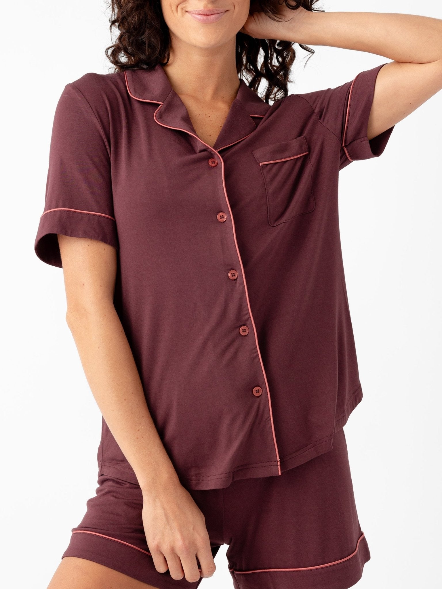 Cozy Earth Women's Bamboo Stretch - Knit Short Sleeve Pajama Set