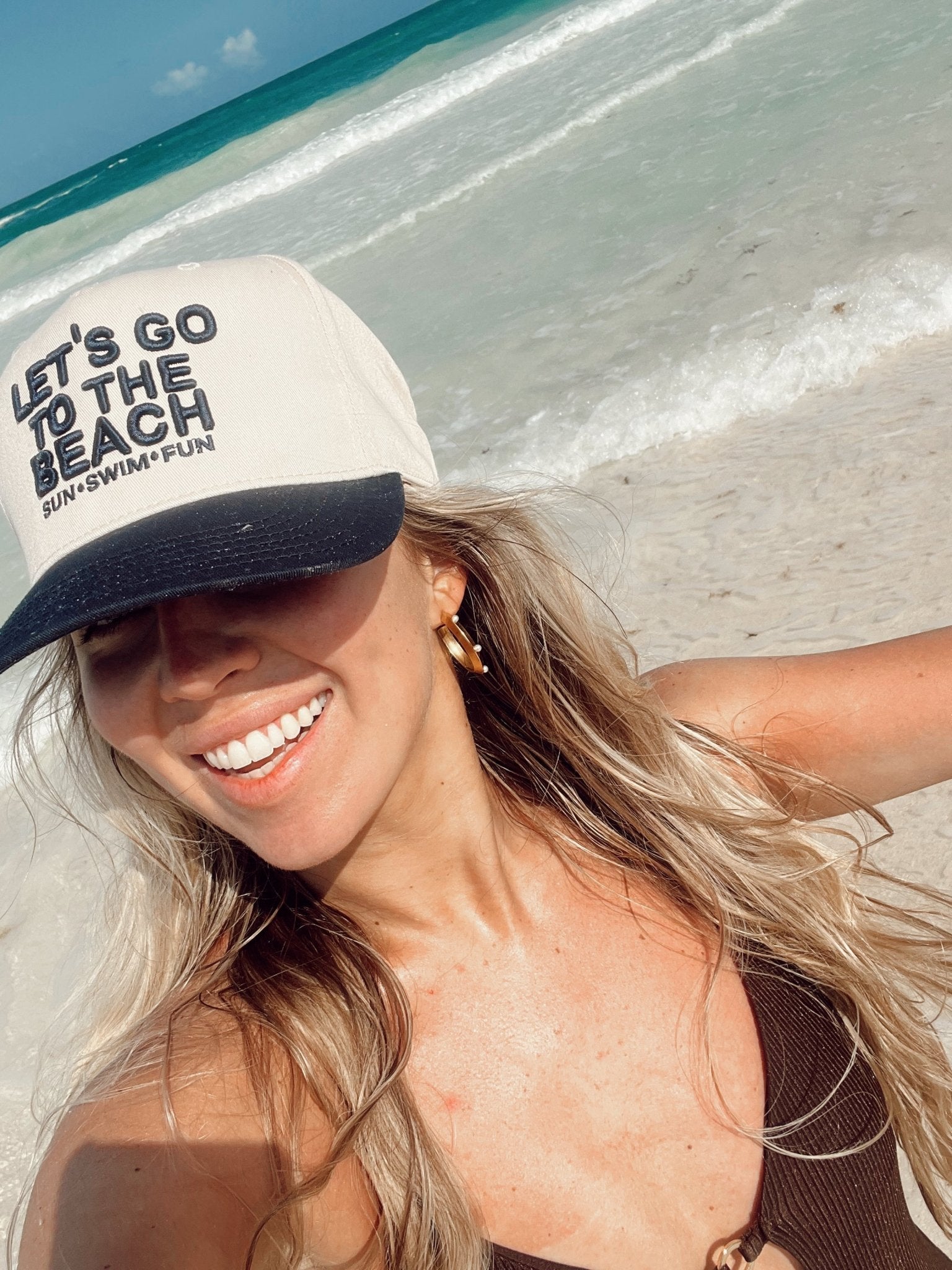 KenzKustomz Let's Go To The Beach - Navy Vintage Trucker Hat